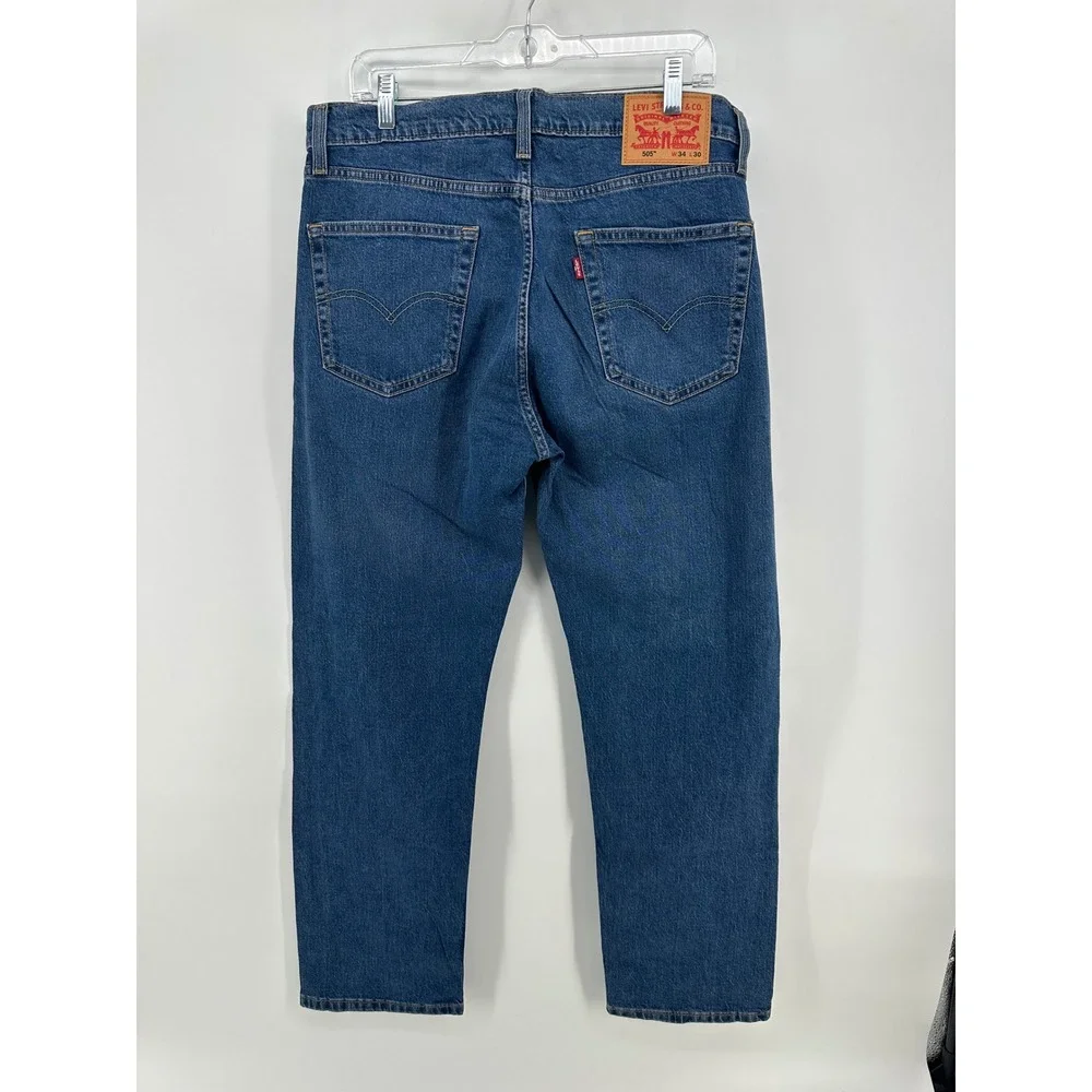 Levi's 505 Regular Fit Mens Blue Straight Leg Denim Jeans 34x30 00505-2958